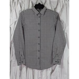 Chef Works Urban Collection Brown/White/Gray Gingham Long Sleeve Womens Size XS